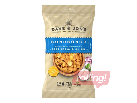 Grauzdētas lauku pupas Dave & Jon's ar skābā krējuma un sīpolu garšu, 100g