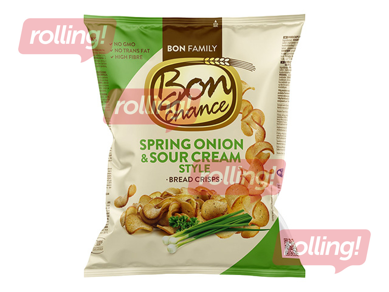 Maizes čipsi Bon Chance ar krējuma un loku garšu, 120g