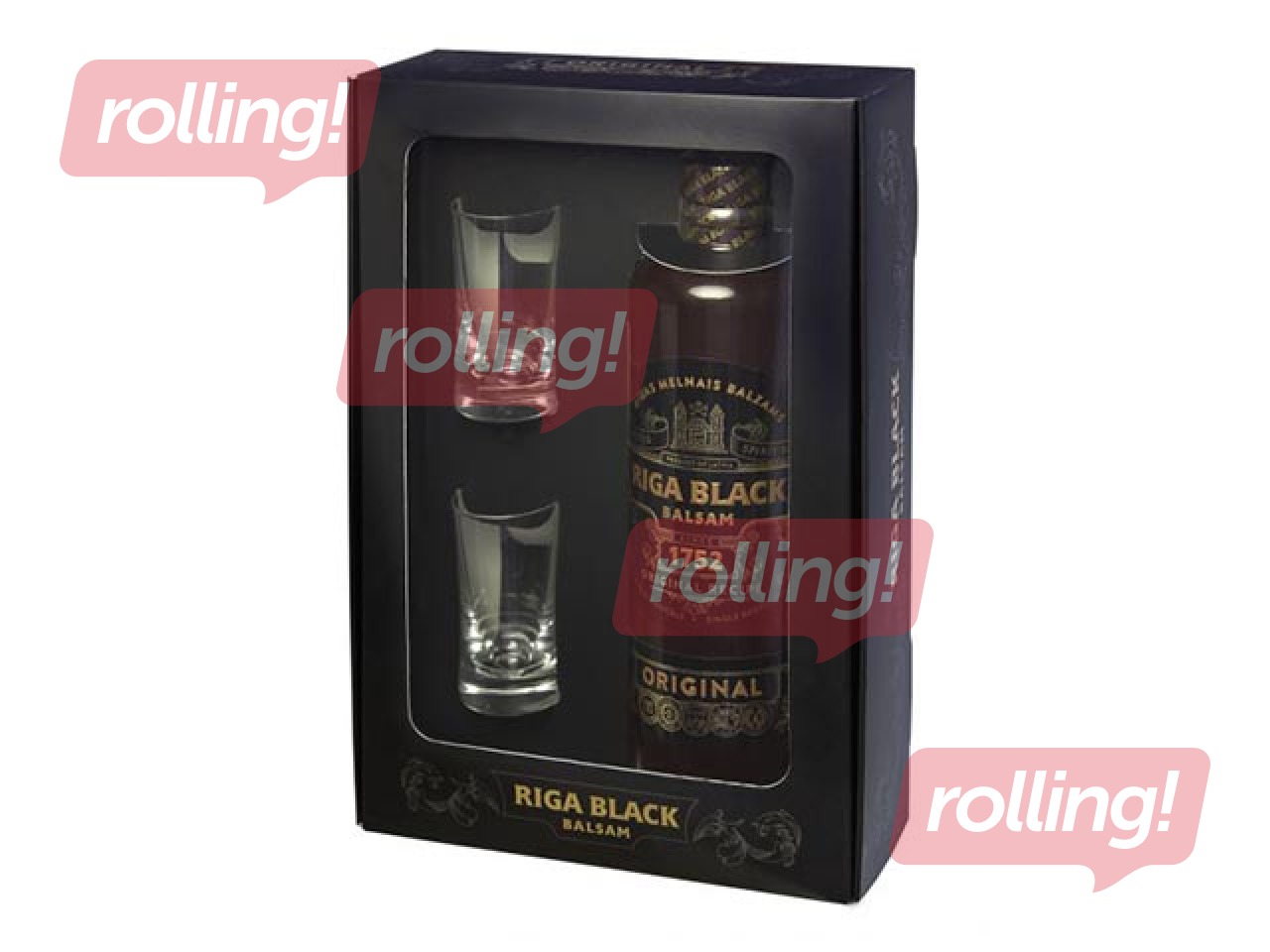 Uzlējums Rīgas Melnais Balzams + 2 glāzes, 45%, 500ml