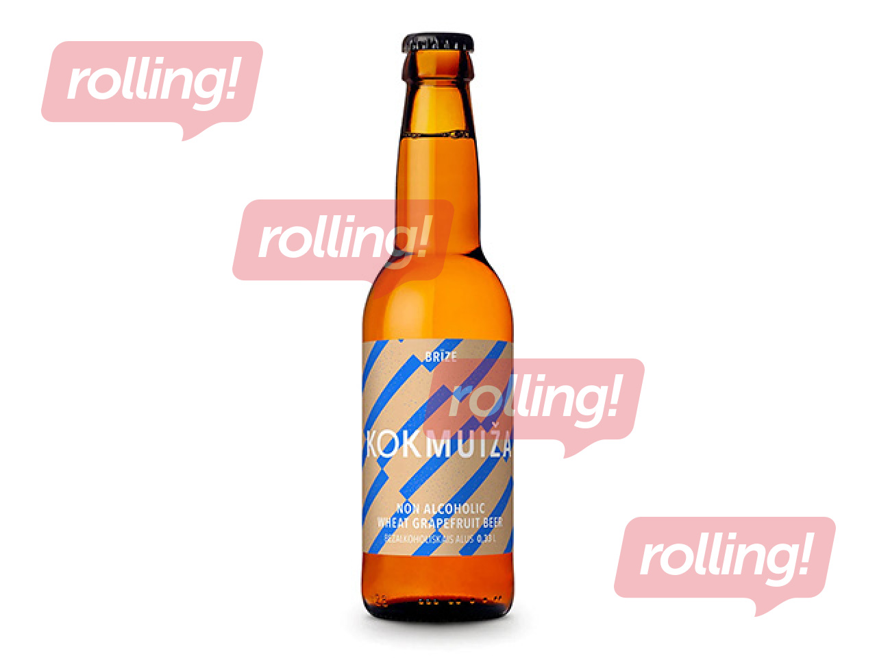 Безалкогольное пиво Kokmuiža Brīze, пшеничное, с розовым грейпфрутом, 330ml (Залог за тару включён 