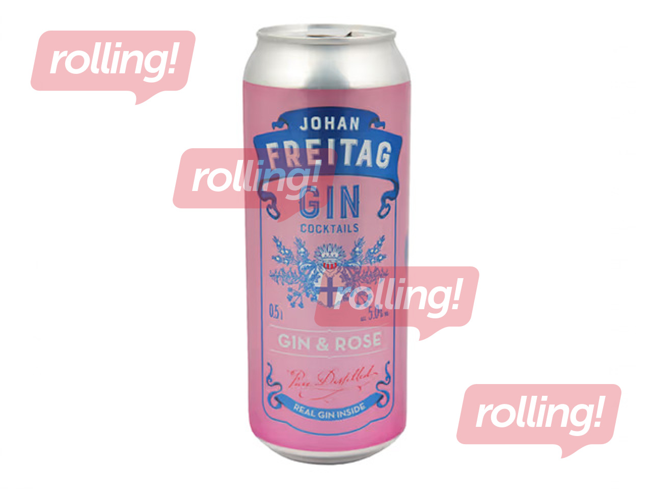 Kokteilis Johan Freitag Gin & Rose, 5%, 500ml (Taras depozīts iekļauts cenā)