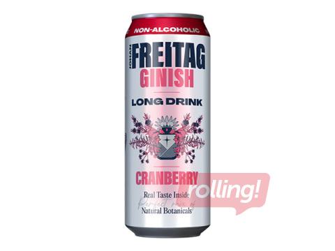 Bezalkoholisks kokteilis Johan Freitag Ginish Long Drink, dzērveņu, 500ml (taras depozīts iekļaut