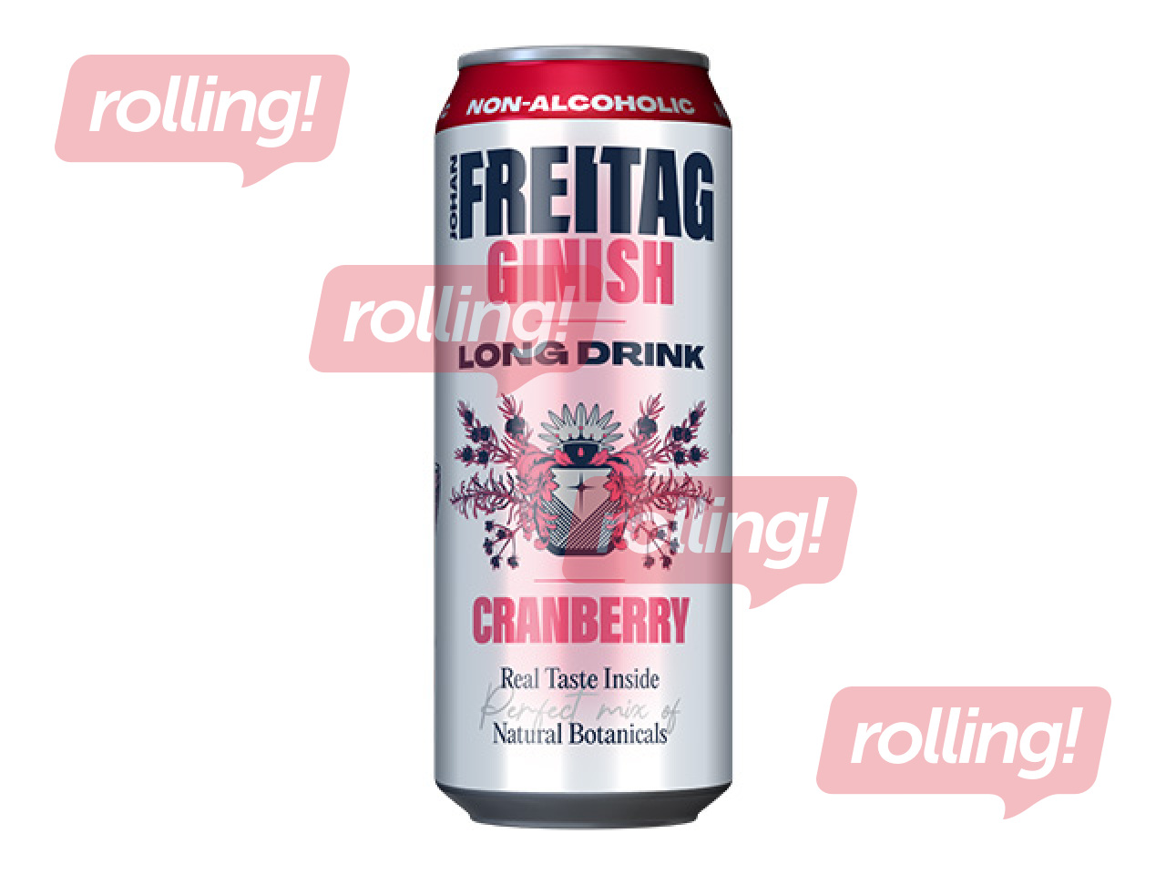 Bezalkoholisks kokteilis Johan Freitag Ginish Long Drink, dzērveņu, 500ml (taras depozīts iekļaut