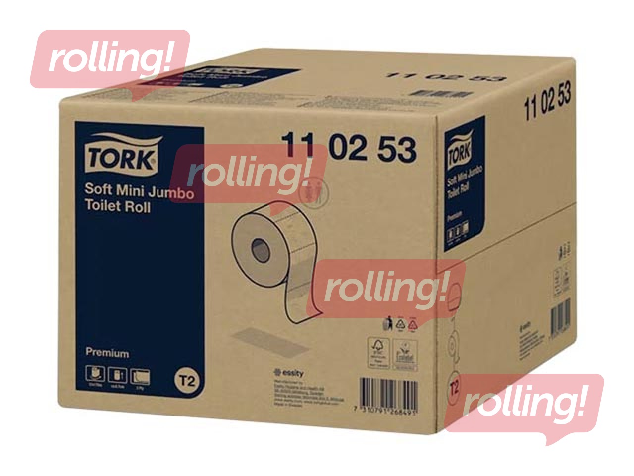 Tualetes papīrs Tork Premium Mini Jumbo T2, 12 ruļļi, 2 slāņi, balts +AKCIJA Pērc Tork tualete