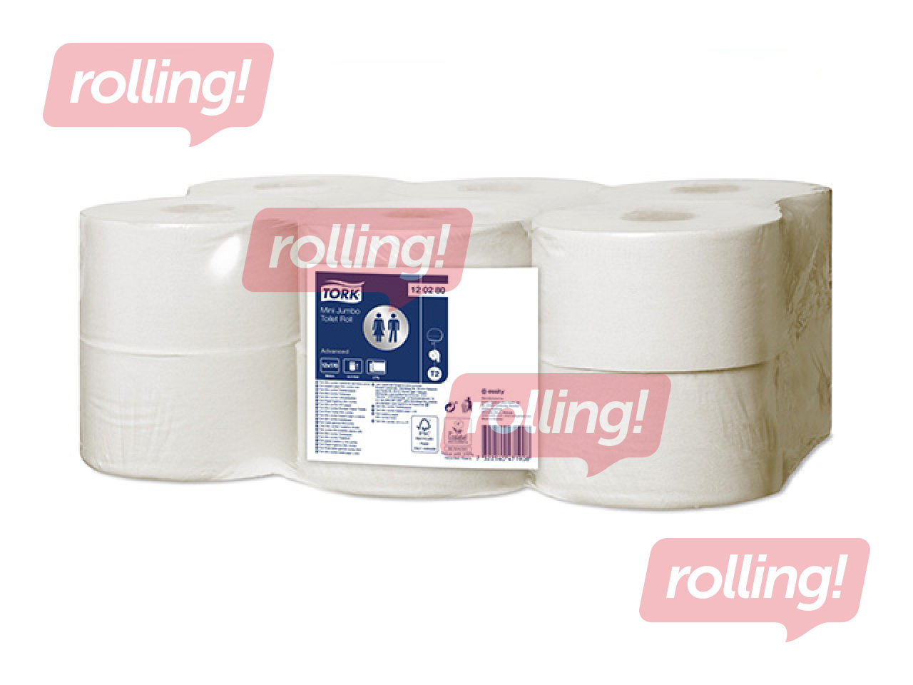 Tualetes papīrs Tork Advanced Mini Jumbo T2, 12 ruļļi, 2 slāņi, balts