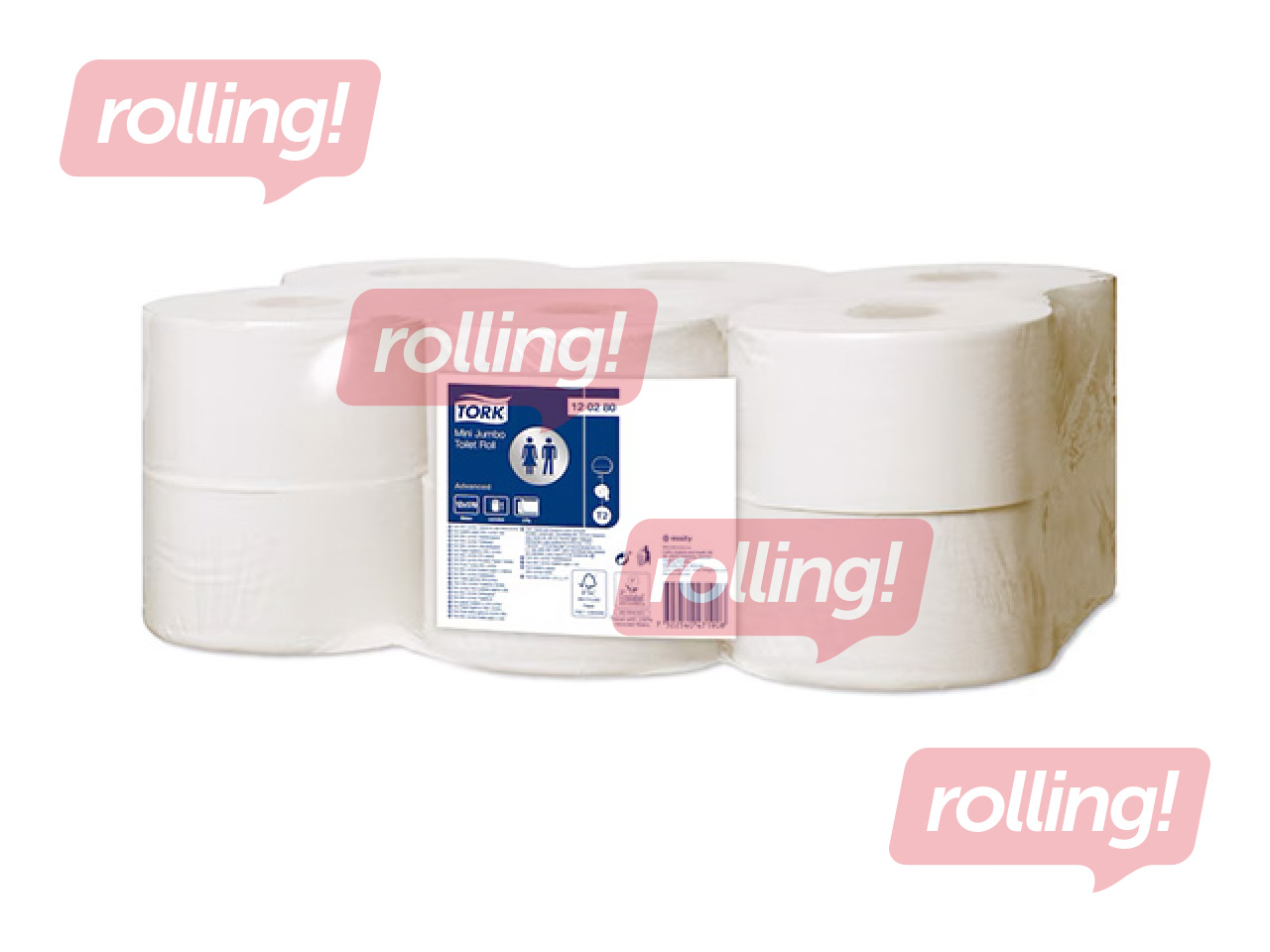 Tualetes papīrs Tork Advanced Mini Jumbo T2, 12 ruļļi, 2 slāņi, balts
