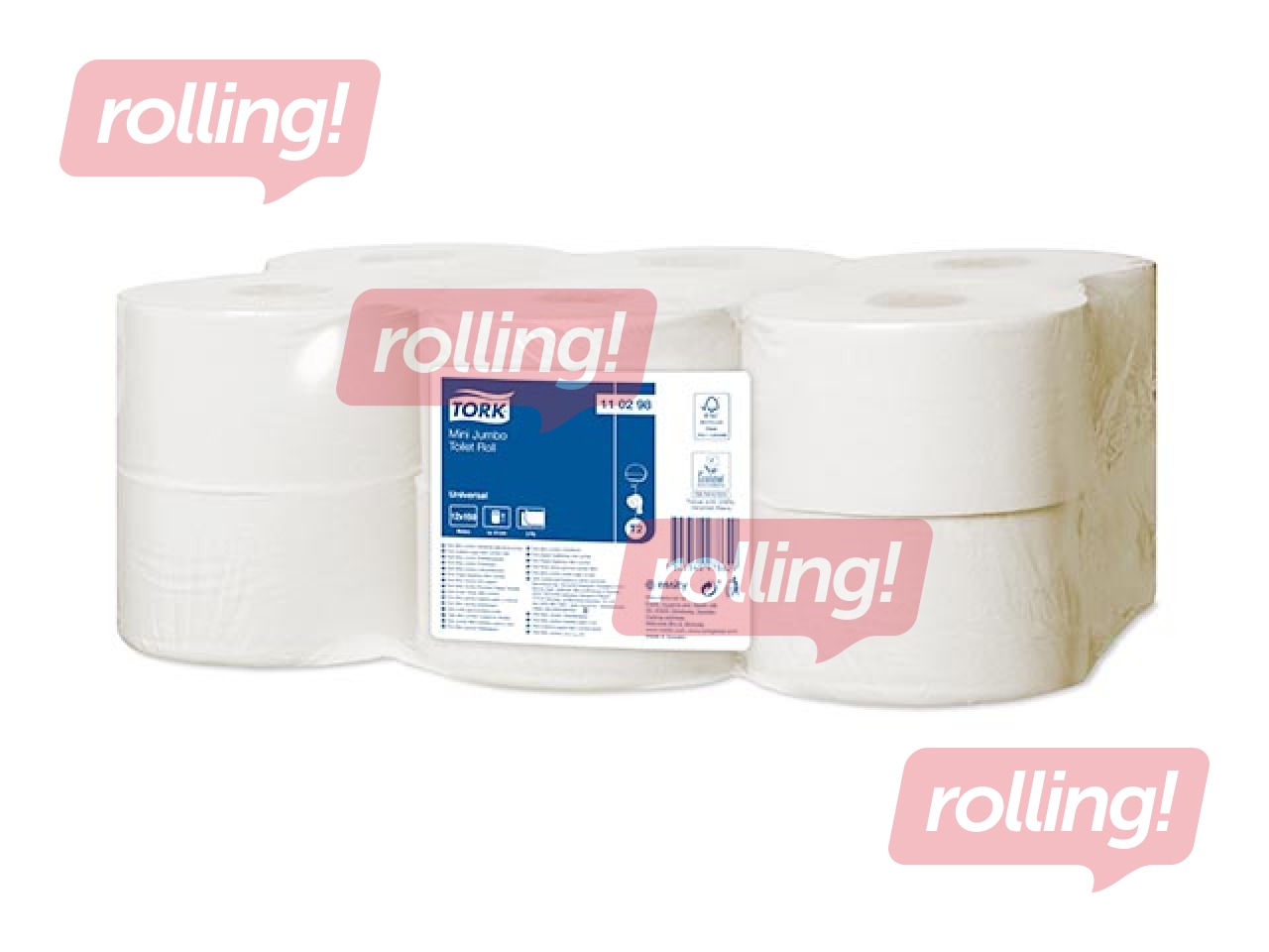 Tualetes papīrs Tork Universal Mini Jumbo T2, 12 ruļļi, 2 slāņi, balts