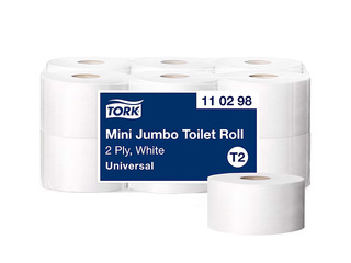 Tualetes papīrs Tork Universal Mini Jumbo T2, 2 slāņi, balts, 12 ruļļi