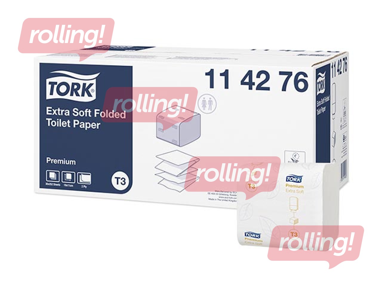 Tualetes papīrs loksnēs Tork Premium Extra Soft T3, 2 slāņi, balts, 30 paciņas