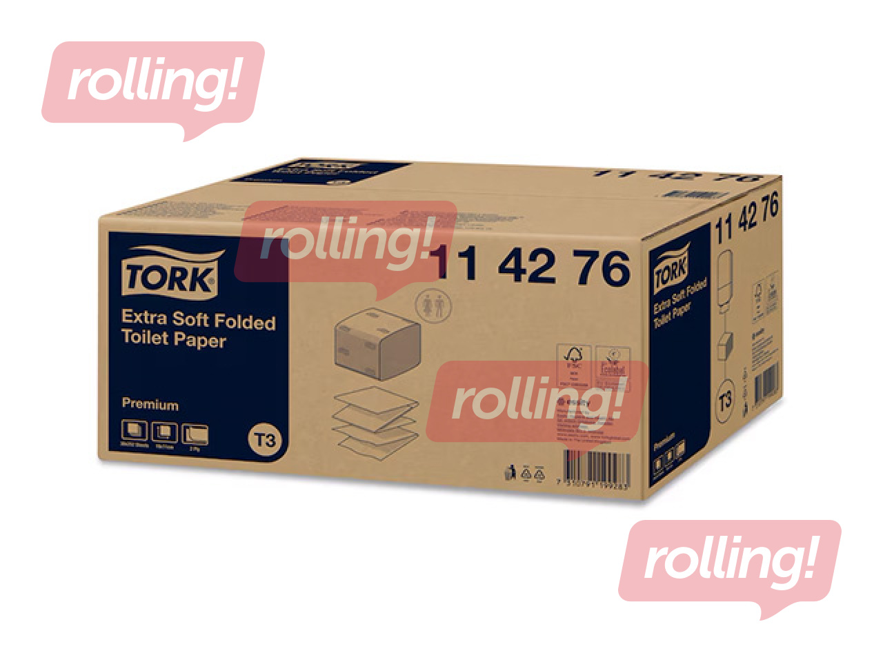 Tualetes papīrs loksnēs Tork Premium Extra Soft T3, 2 slāņi, balts, 30 paciņas