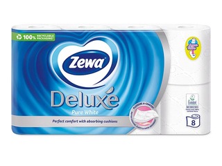 Tualetes papīrs Zewa Deluxe, tīri balts, 3 slāņi, 8 ruļļi 