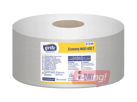 Toilet paper Grite Economy Maxi 400T, Ø25, 6 rolls, 1 layer, grey