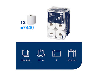 Toilet paper Tork SmartOne Mini T9, 2 layers, white,12 rolls