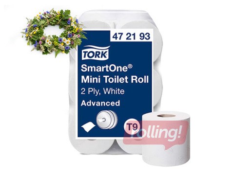 Tualetes papīrs Tork SmartOne Mini T9, 2 slāņi, balts, 12 ruļļi +Līgo dāvana!