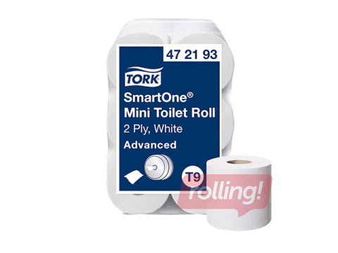 Tualettpaber Tork SmartOne Mini T9, 2 kihti, valge, 12 rulli