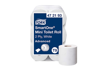 Tualettpaber Tork SmartOne Mini T9, 2 kihti, valge, 12 rulli