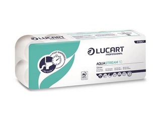 Tualetes papīrs Lucart AquaStream 10, ātri šķīstošs, balts, 2 slāņi, 10 ruļļi