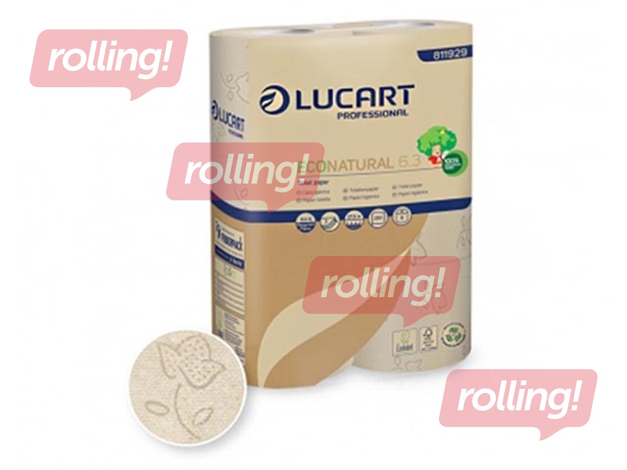 Tualetes papīrs Lucart Eco Natural 6.3, brūns, 3 slāņi, 30 ruļļi
