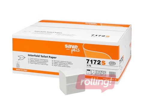 Tualetes papīrs loksnēs Celtex Save Plus, 2 slāņi, jauktas šķiedras, balts, 40 paciņas