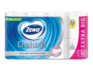 Tualetes papīrs Zewa Deluxe Pure White, 3 slāņi, 16 ruļļi