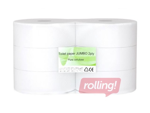 Туалетная бумага Clean Jumbo, 6 рулонов, 2 слоя, белая