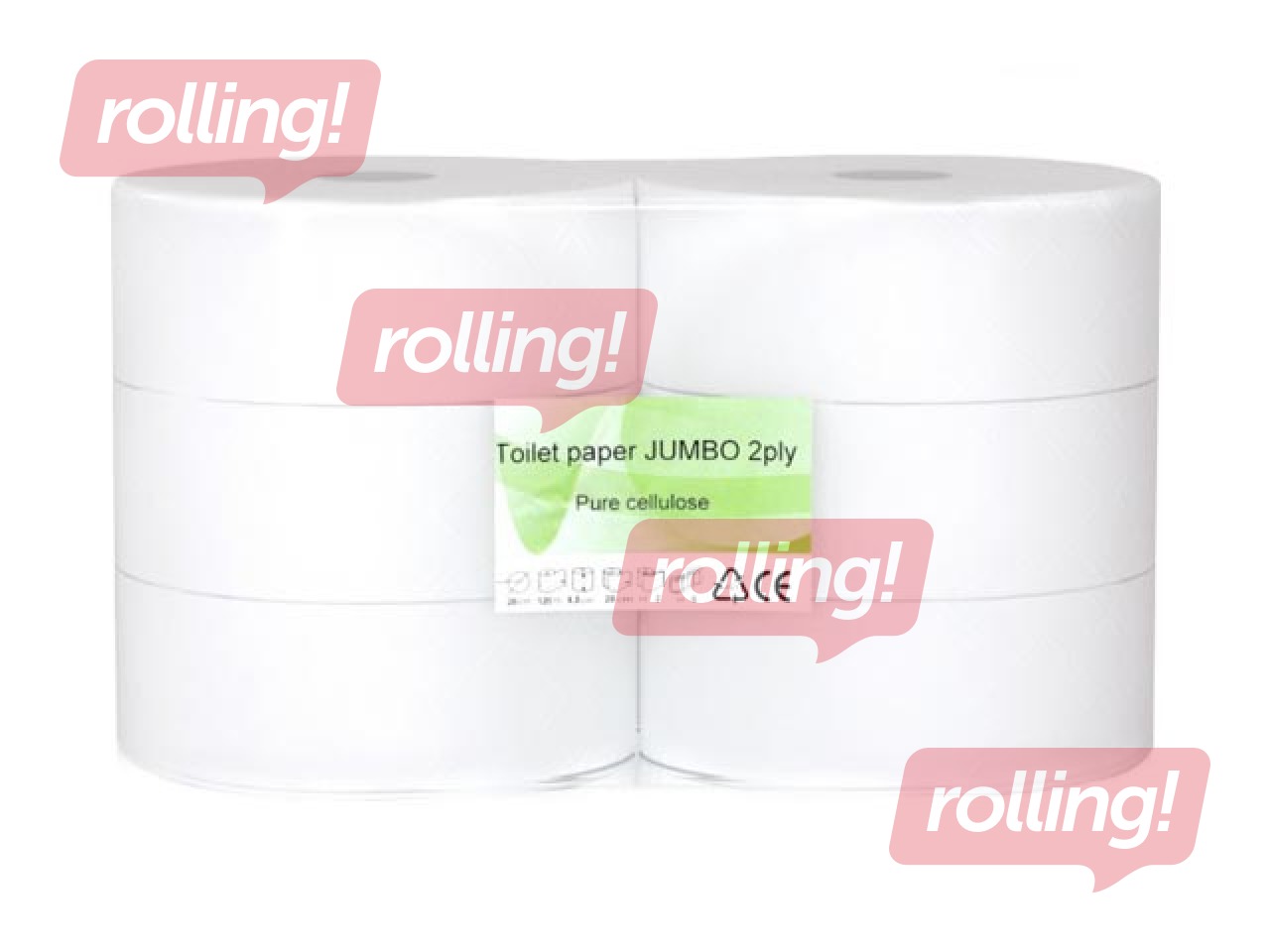 Туалетная бумага Clean Jumbo, 6 рулонов, 2 слоя, белая