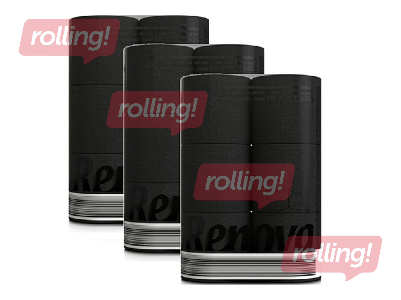 Toilet paper Renova, 6 rolls, 3 layers, black