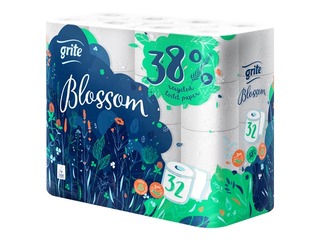 Рулоны туалетной бумаги, Grite Blossom, 32 рулона, 3 слоя, белые