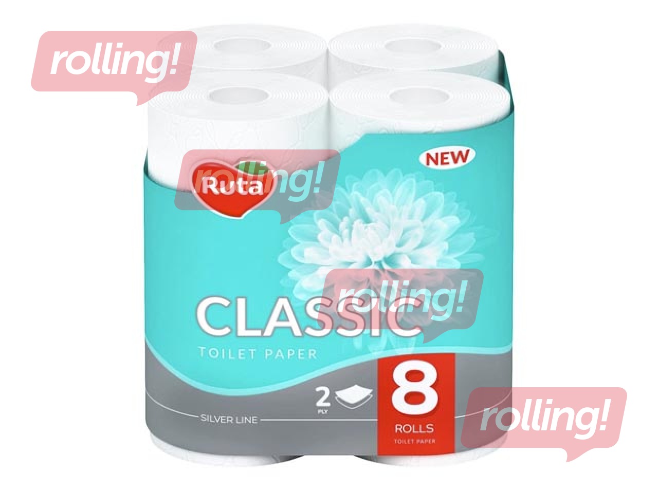 Tualetes papīrs Ruta Classic, balts, 2 slāņi, 8 ruļļi