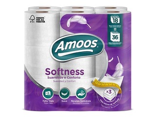 Toilet paper Amoos, T4, 18 rolls, 3 layers, white