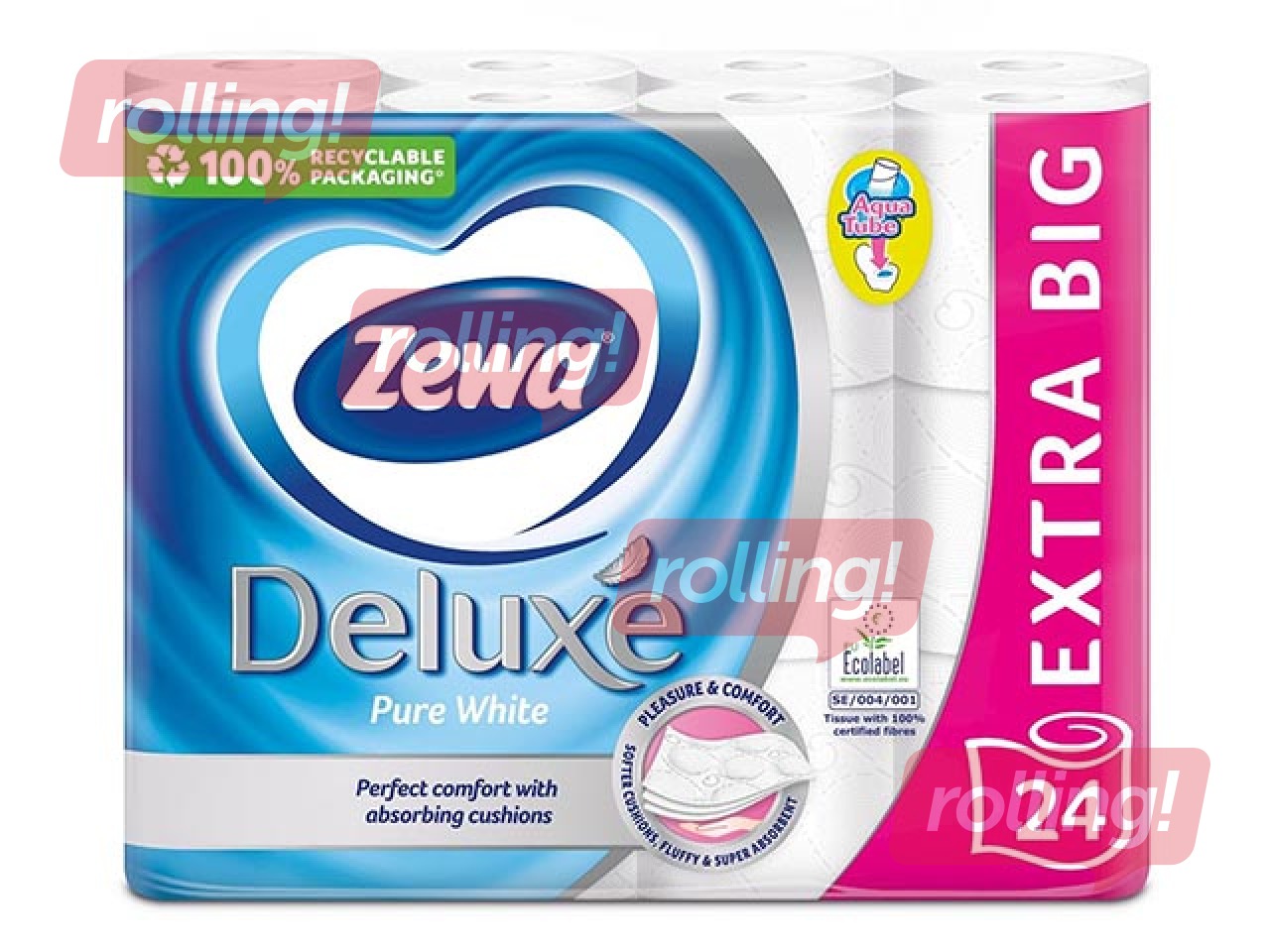 Toilet paper Zewa Deluxe Pure White, 3-ply, 24 rolls