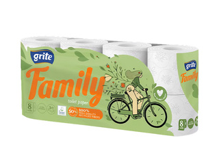 Туалетная бумага Grite, Family, 3 слоя, 8 рулонов