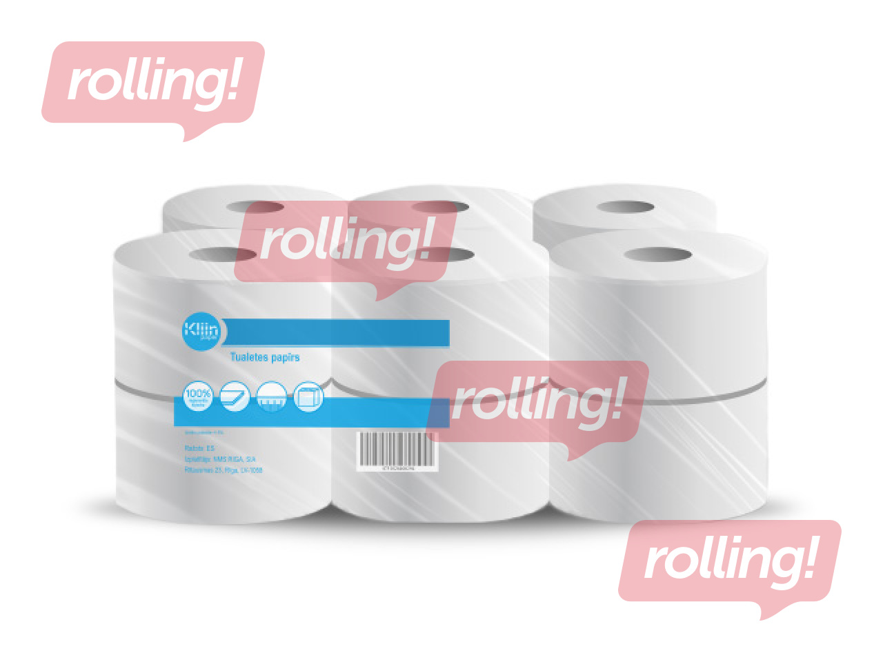 Toilet paper Kliin, Jumbo, 2-ply, 180m, 12 rolls