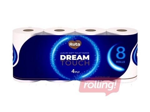 Tualetes papīrs Ruta Dream Touch, balts, 4 slāņi, 8 ruļļi