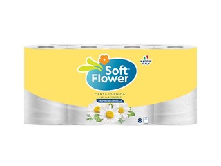 Туалетная бумага Soft Flower, ароматизированная, 3 слоя, белая, 8 рулонов