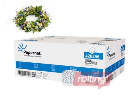 Tualettpaber lehtedena Papernet Interfolded, 2-kihiline, valge, 40 pakki +Jaanipäeva kingitus!