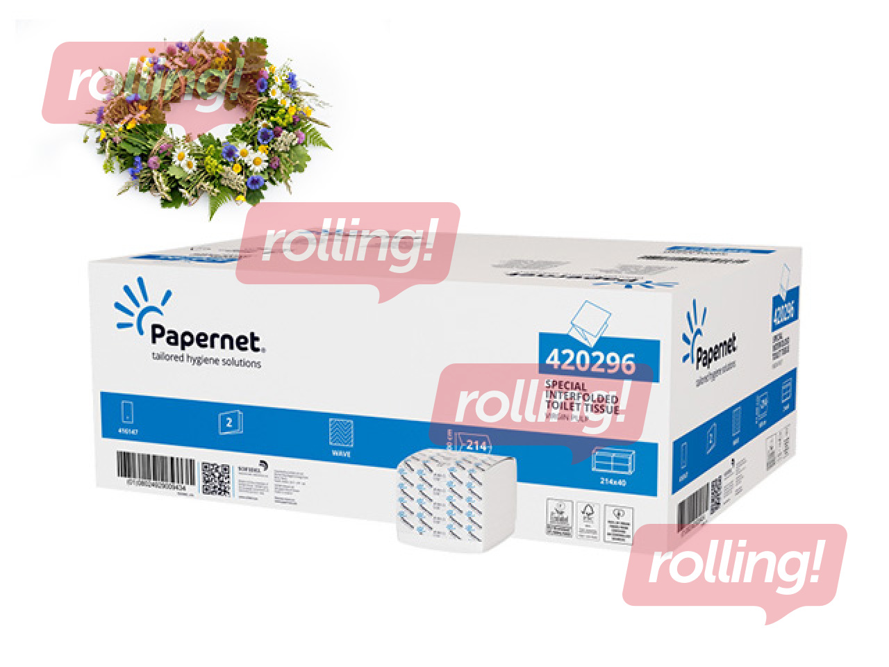 Tualettpaber lehtedena Papernet Interfolded, 2-kihiline, valge, 40 pakki +Jaanipäeva kingitus!