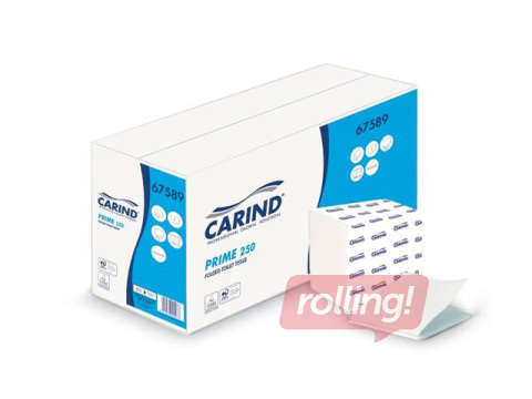 Tualetes papīrs loksnēs Carind, Prime 250, 2 slāņi, balts, 36 paciņas