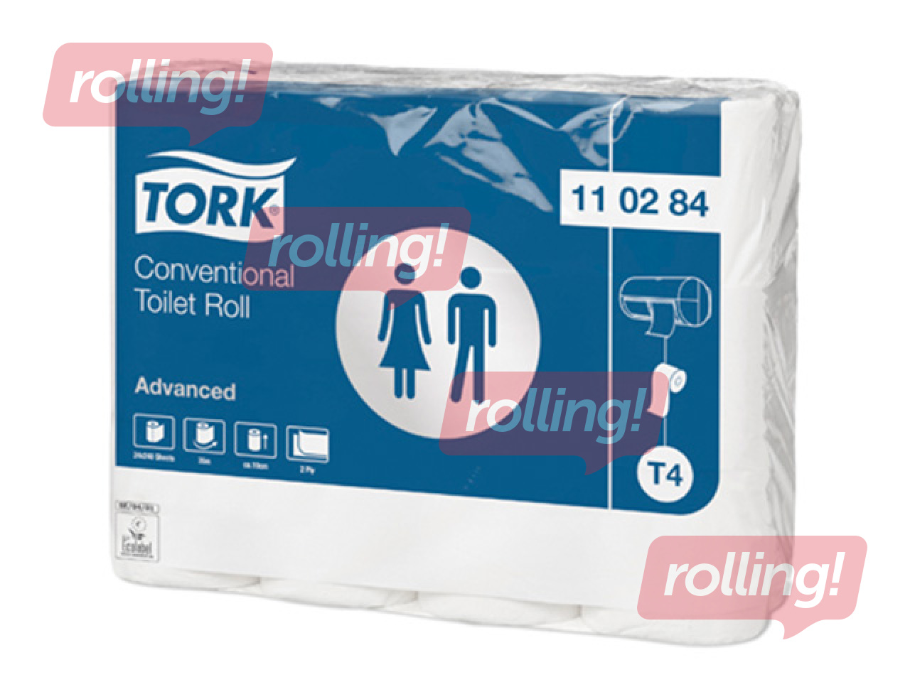 Tualettpaber Tork Advanced T4, 2-kihiline, valge, 24 rulli