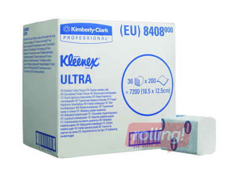 Туалетная бумага в листах Kleenex, Ultra, белая, 2 слоя, 200 листов, 36 пачек