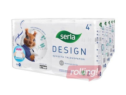 Paper towels Searla, 4 rolls, 2 layers white with drawing