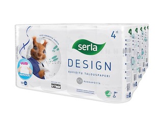 Papīra dvieļi Serla, ar zīmējumu, 2 slāņi, 12.3m, 4 ruļļi