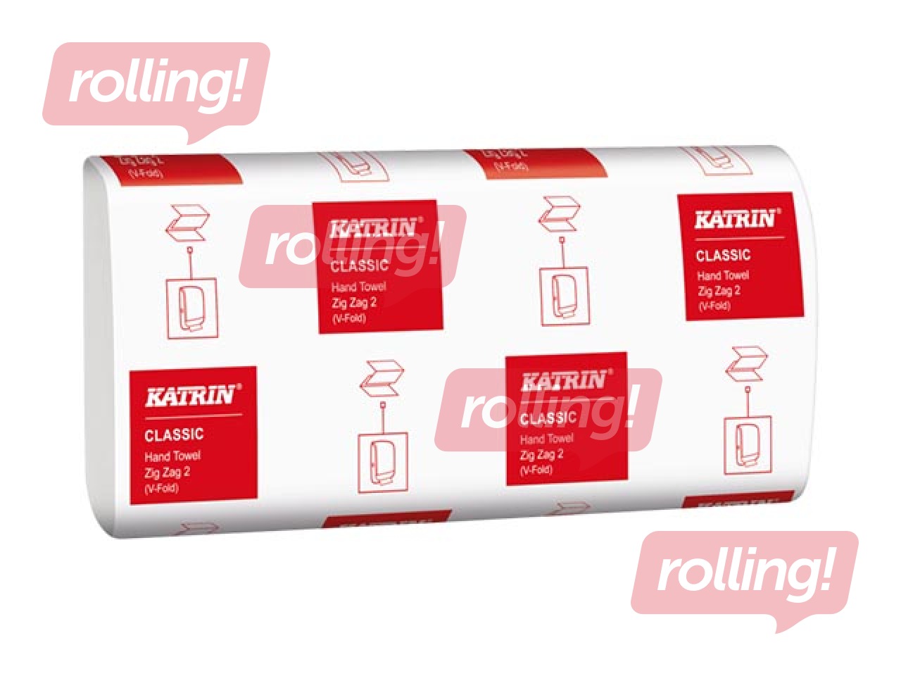 Papīra dvieļi Katrin Classic Zig Zag 2, balti, 2 slāņi, 200 loksnes, 20 paciņas 