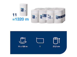 Papīra dvieļi Tork Advanced Mini, M1, 1 slānis, 120m, 11 ruļļi +AKCIJA Pērc Tork papīra dvieļus u