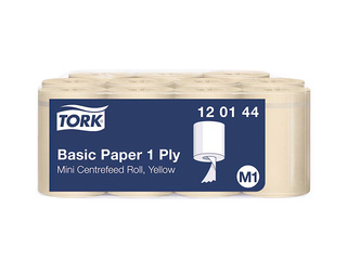 Papīra dvieļi Tork Basic, M1, dzelteni, 1 slānis, 115m, 11 ruļļi