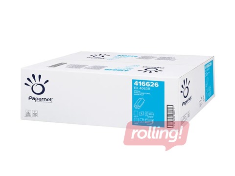 Papīra dvieļi Papernet, Z-locījums, H2, balti, 2 slāņi, 200 loksnes, 20 paciņas