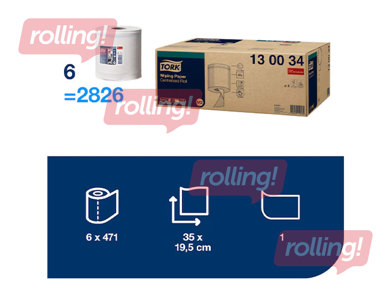 Papīra dvieļi Tork Advanced, M2, 1 slānis, 165m, 6 ruļļi +AKCIJA Pērc Tork papīra dvieļus un saņe