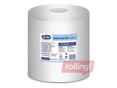 Papīra dvieļi Grite Standart Maxi 300, balināti, 1 kārta, 6 ruļļi