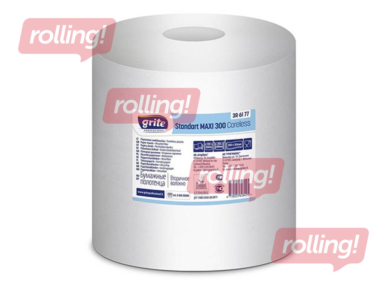Papīra dvieļi Grite Standart Maxi 300, balināti, 1 kārta, 6 ruļļi
