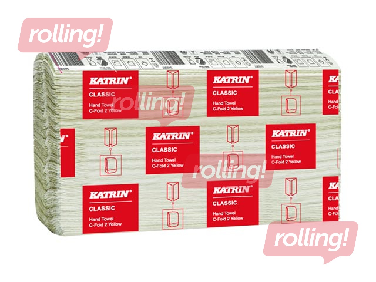 Papīra dvieļi Katrin Classic, C-Fold, nebalināti, 2 slāņi, 100 loksnes, 16 paciņas